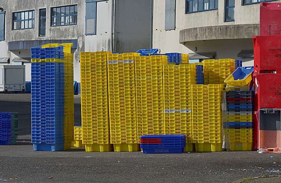 a pile of plastic crate